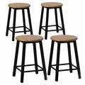 Vintiquewise Set of 4 Wooden 17.5 High Black Round Bar Stool with Footrest for Indoor and Outdoor QI004467.4